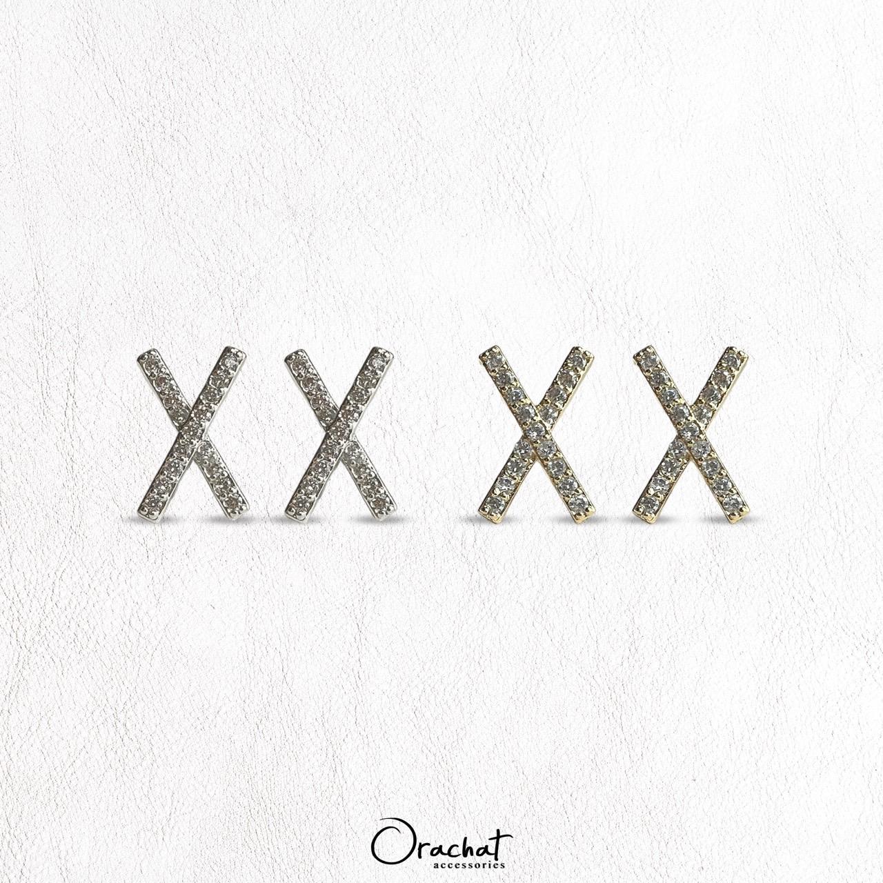 GLITTER CROSS 14K Earrings