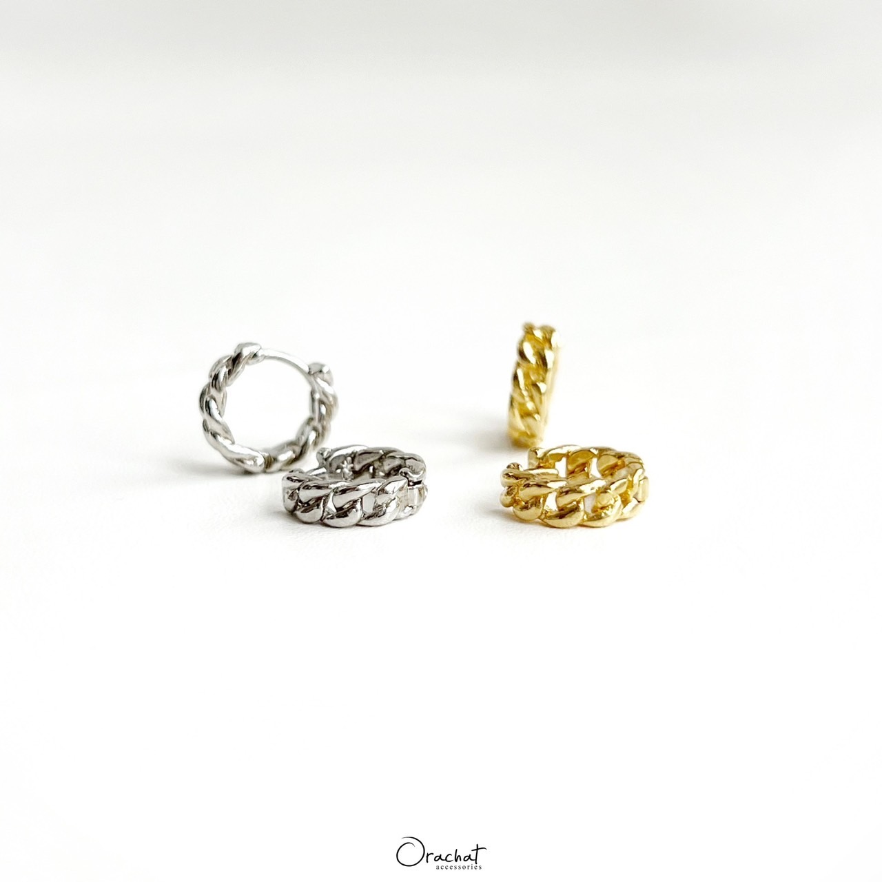 TINY CHAIN 14K HOOP Earrings