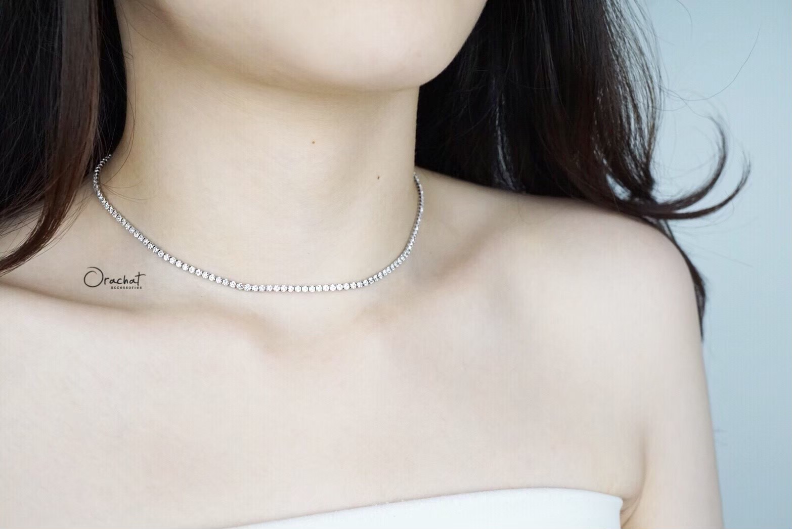  SINGLE BLINK GLITTER 2 in 1 CHOKER Necklace