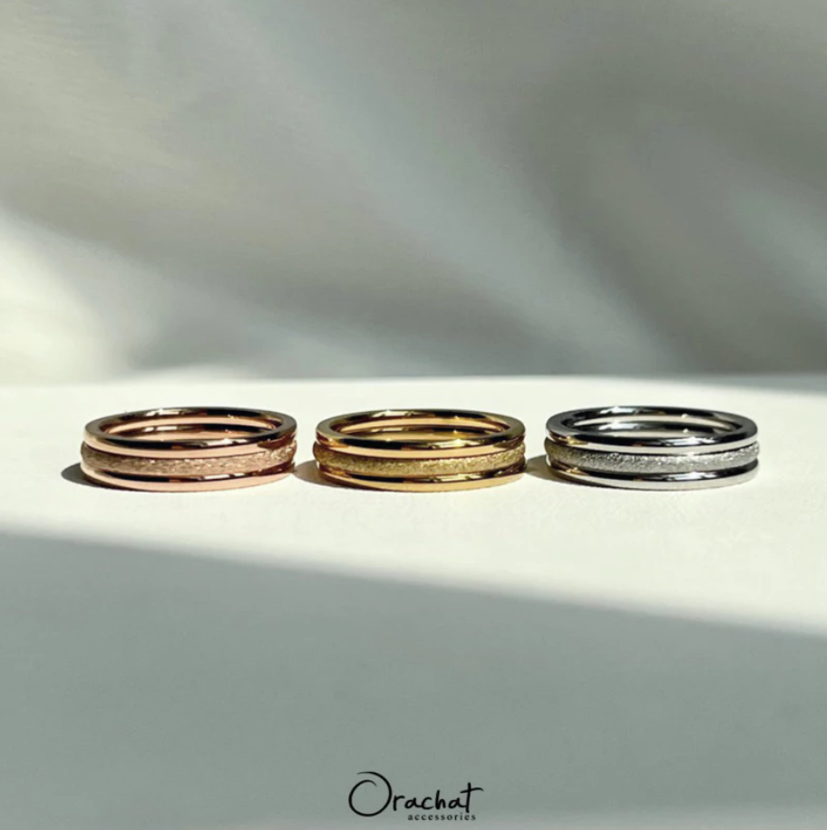 TRIPLETS SANDY 14k Ring set