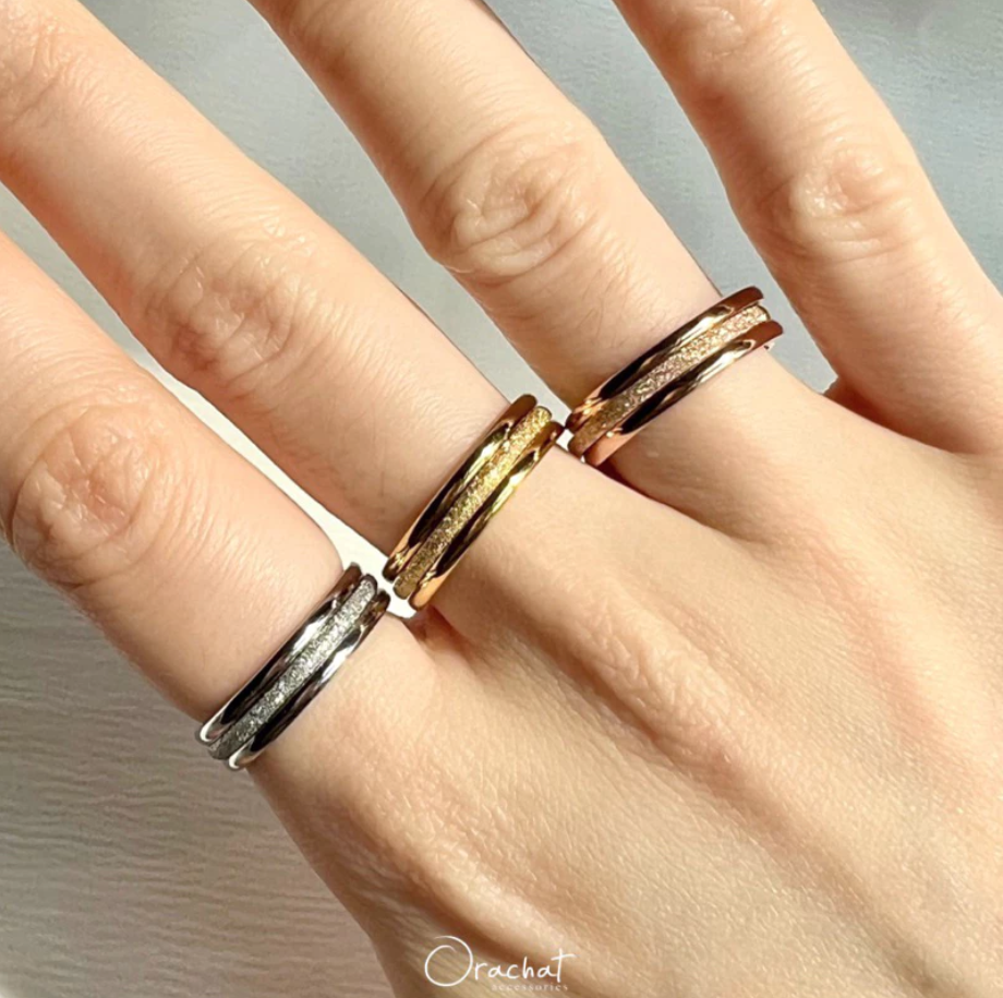  TRIPLETS SANDY 14k Ring set